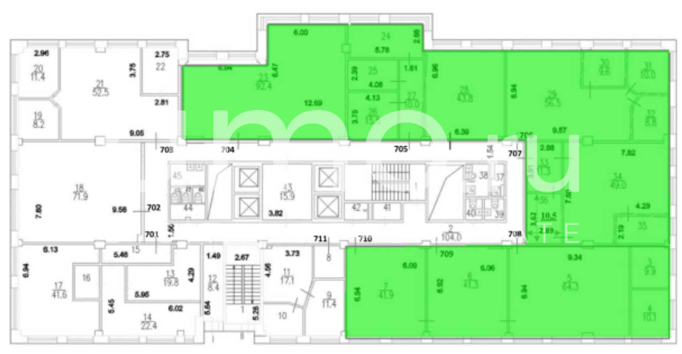 Планировка офиса 519.1 м², 7 этаж, БЦ «Крылатский»
